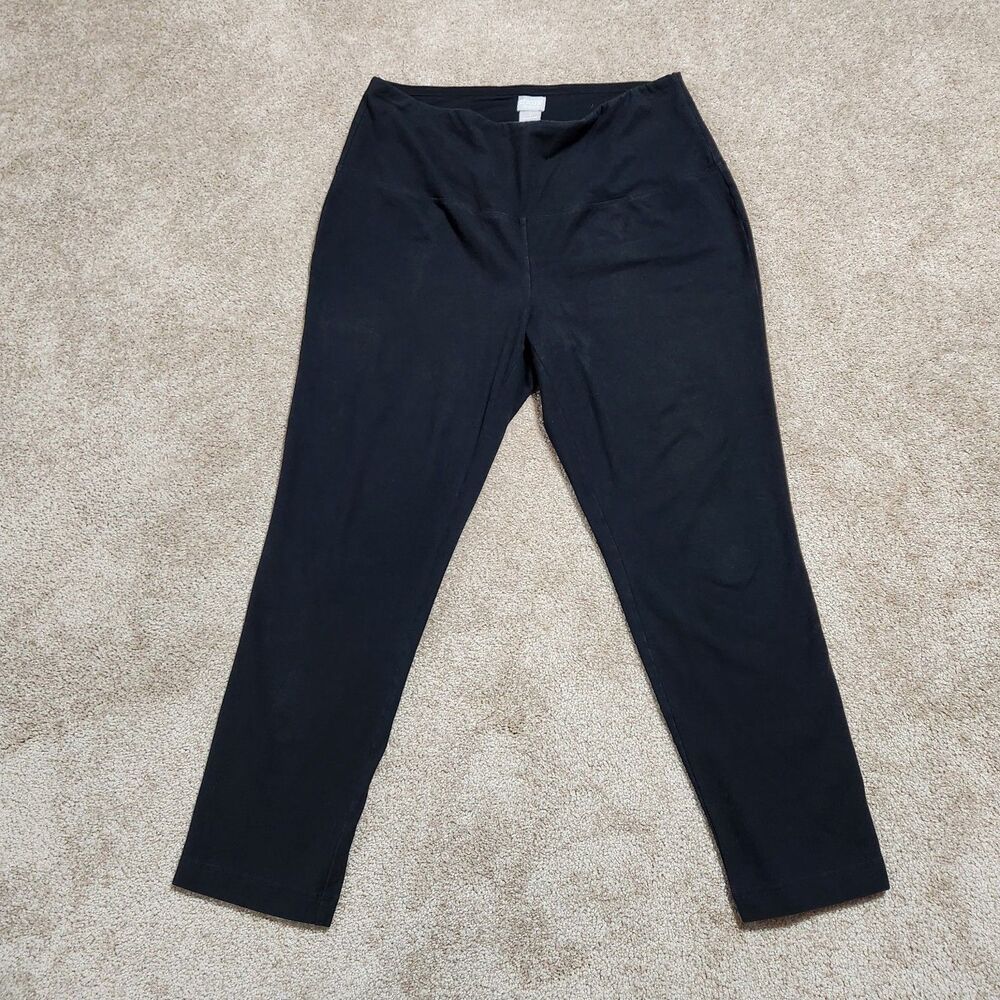 Chico's Zenergy Pants Women 1 US 8/10 Black Mid Rise Pull On Leggings